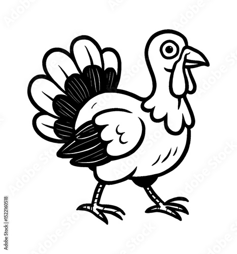 Cartoon turkey walking isolated on white background in vector illustration