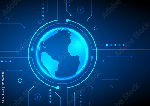 Digital background. Network technology cloud concept. Design for map world data and system.