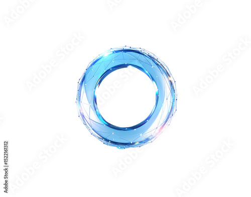Luminous Blue Torus with Geometric Wireframe Futuristic Design Element