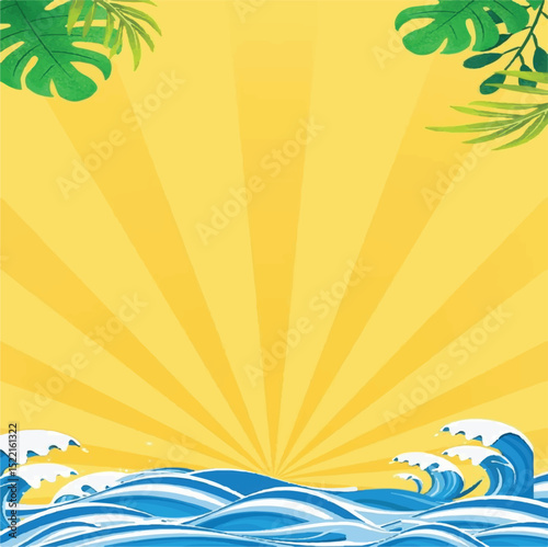 Simple Summer Illustration Background – Free Vector Pack - Gradient Summer Background with Palm Silhouette – Free Use - Free Vector of Summer Pool Party Background with Floaties