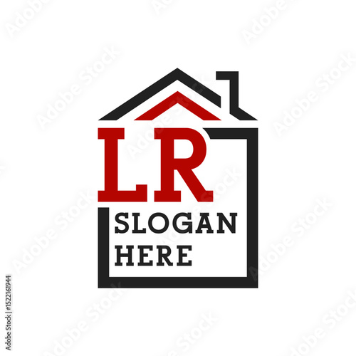 Initial LR house logo for Roofing Letter LR Real Estate Logo