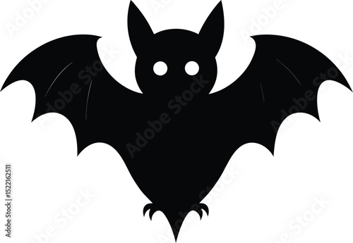 Bat – black silhouette on white background