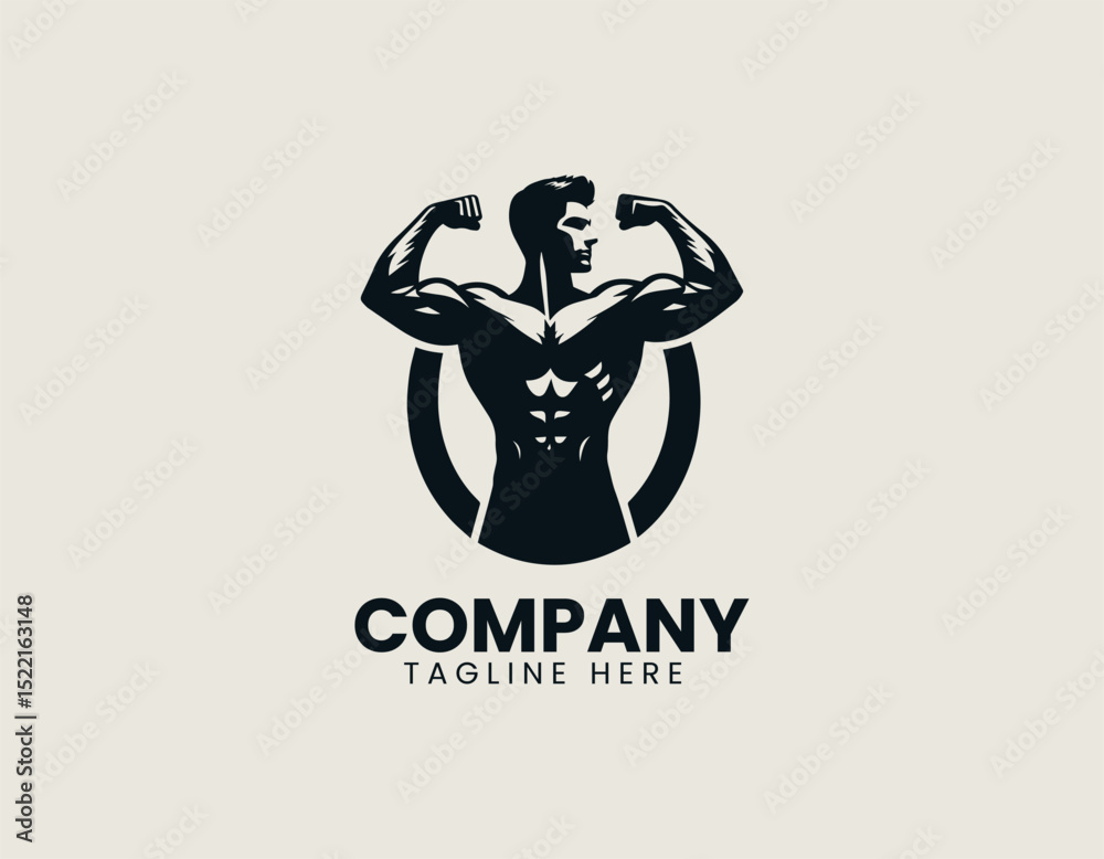 Powerful Male Figure Impressive Pose Dynamic Strength Vector Logo Design Powerful Male Figure Impressive Pose Dynamic Strength Vector Logo Design