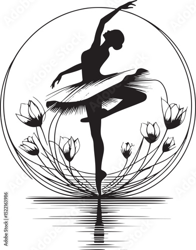 ballet ballerina silhouette on white background, vector illustration..eps