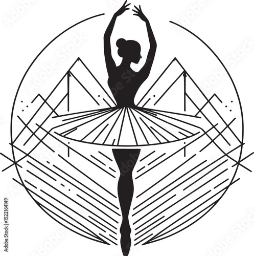 Ballet dancer in a black ballerina silhouette. Vector illustration..eps