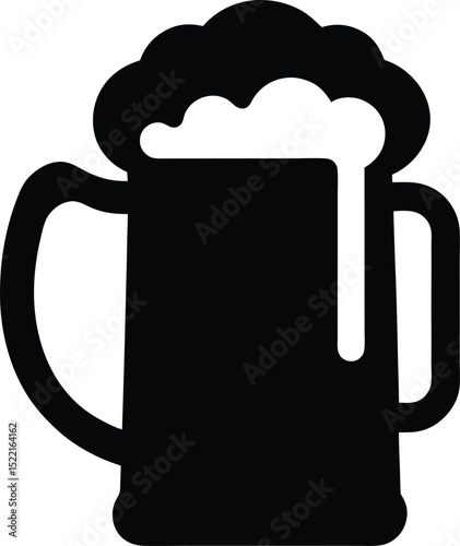 Beer mug – black silhouette on white background