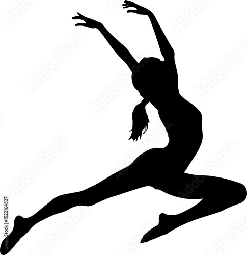 Dynamic Dancer Silhouette Captured Mid-Leap with Graceful Extension.
