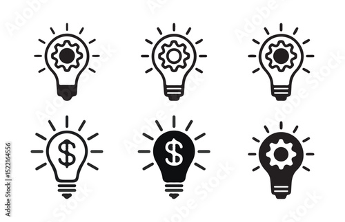 Business and Energy Concept Icons with Light Bulbs and Symbols. vector illustration eps 10