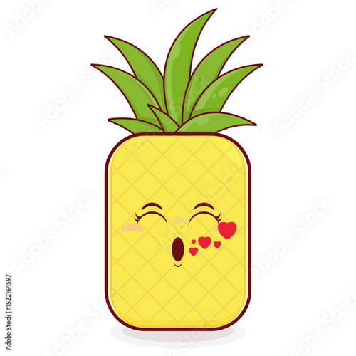 pineapple whistling love face cartoon cute