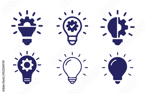 Idea icon set. Creative, solution, Innovation, thinking, and strategy icons. vector illustration eps 10