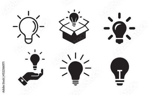 Black Ideas icon set. Idea, bulb, innovation icon collection. vector illustration eps 10