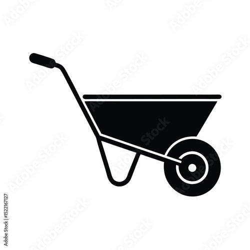 Wheelbarrow Icon Vector Flat and Clean Look Isolated