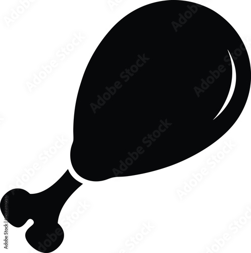 Chicken drumstick – black silhouette on white background