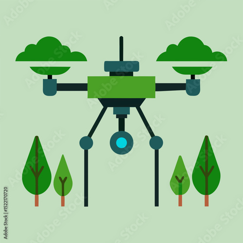 Automated Reforestation Drone with Landing Gear Transparent Background