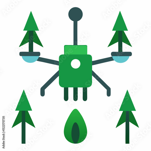 Automated Reforestation Drone with Sensors Transparent Background