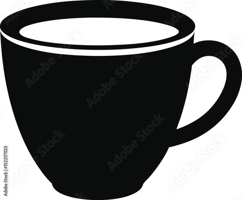 Coffee cup – black silhouette on white background