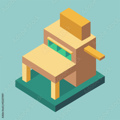 Biodegradable Carton Printing Press Isometric View Isolated illustration