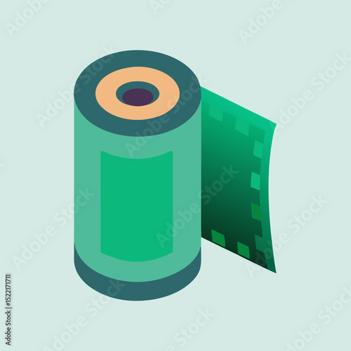 Biodegradable Film Roll End View Isolated illustration