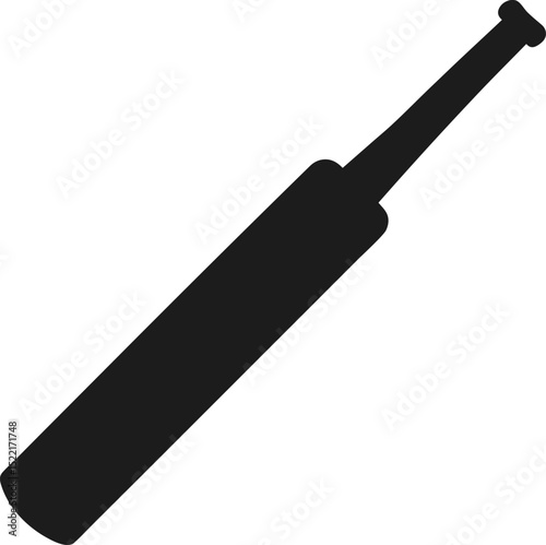 Cricket bat – black silhouette on white background