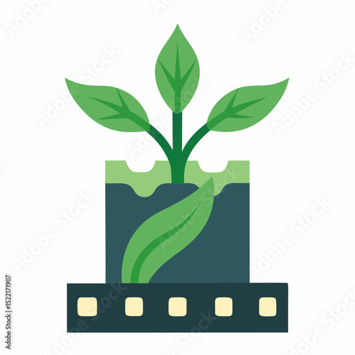Biodegradable Film with Plant Roots Cutout illustration