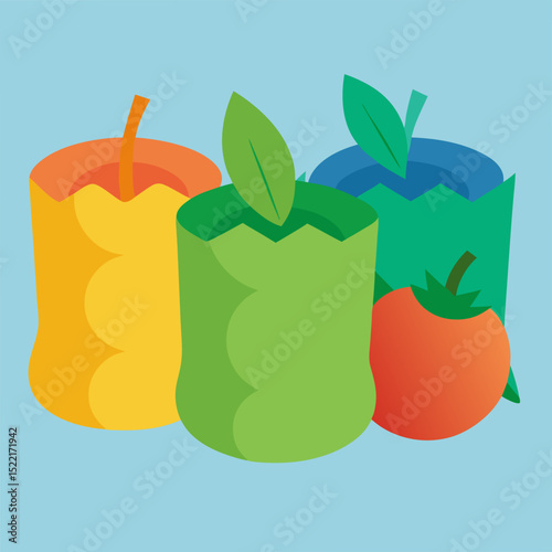 Biodegradable Film Wrapped Produce Cutout illustration