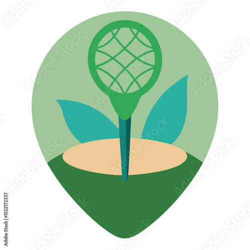 Biodegradable Net Marker in Natural Setting illustration Cutout
