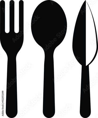 Cutlery – black silhouette on white background