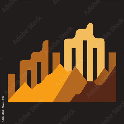 Abstract Soil Erosion Data Visualization Dark Theme Isolated illustration