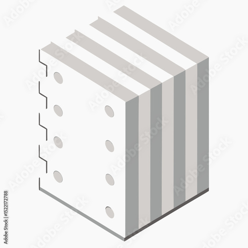 Acoustic Insulation Panel White Detailed illustration Cutout