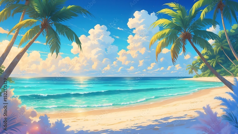 Obraz premium tropical beach with palm trees