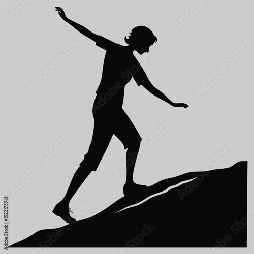 a person balancing on tiptoe silhouette vector design art and illustration