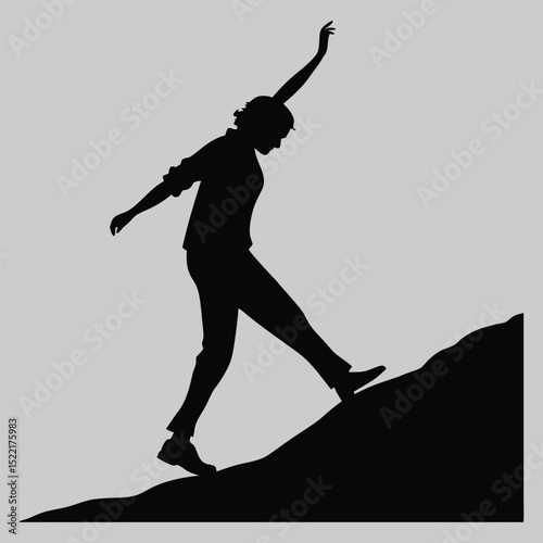 a person balancing on tiptoe silhouette vector design art and illustration