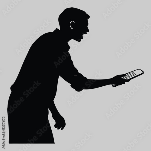 a person holding a remote control silhouette vector design art and illustration