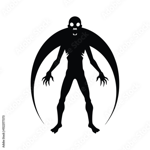 Zombie Silhouette Icon Vector Flat and Clean Look