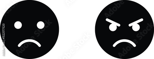 Negative Emotion Vector Illustration Sad and Angry Face Icons