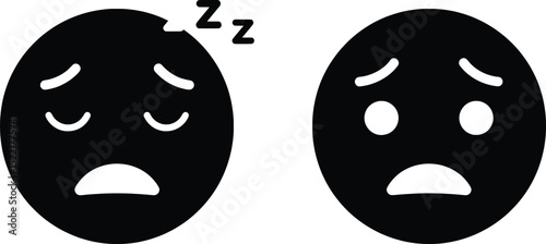 Emotion Vector Illustration Sleepy and Worried Faces