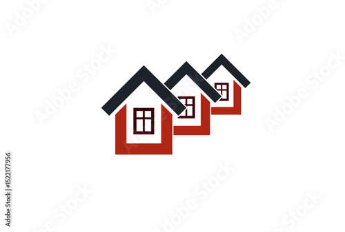 Simple cottages vector illustration, country houses, for use in graphic design. Real estate concept, region or district theme. Building company abstract image