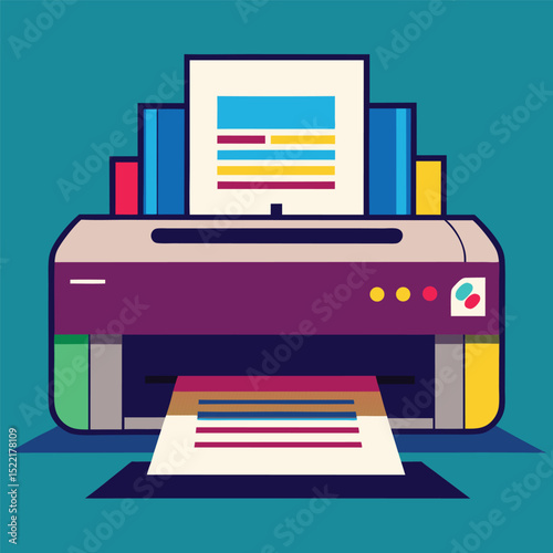 Modern Printer with Paper – Flat Vector Office Equipment Illustration Isolated
