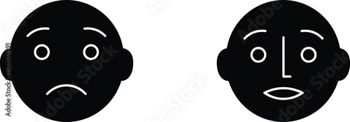 Emotion Vector Illustration Sad and Curious Faces