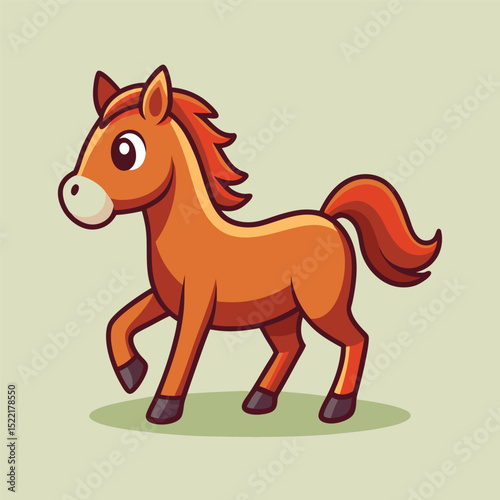 Cute Horse Walking – Cartoon Vector Icon Illustration, Animal Nature Concept Isolated Premium
