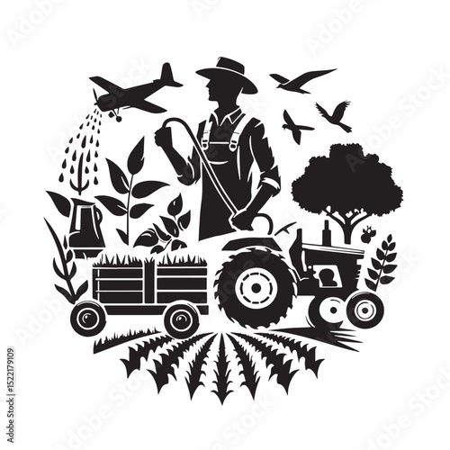 Gardener or Farmer in Field with Shovel