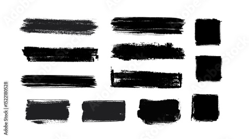 Set of Brush strokes text boxes, Paintbrush Grunge design elements, Hand drawn Grunge texture, horizontal, vertical,  vector illustrator