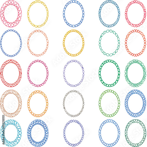 Collection of colorful decorative circle frames on a transparent background