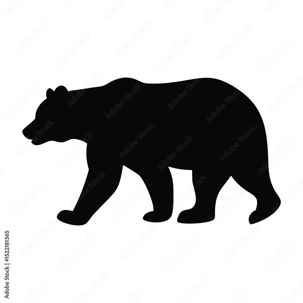 Fototapeta premium Black silhouette of a bear on a white background