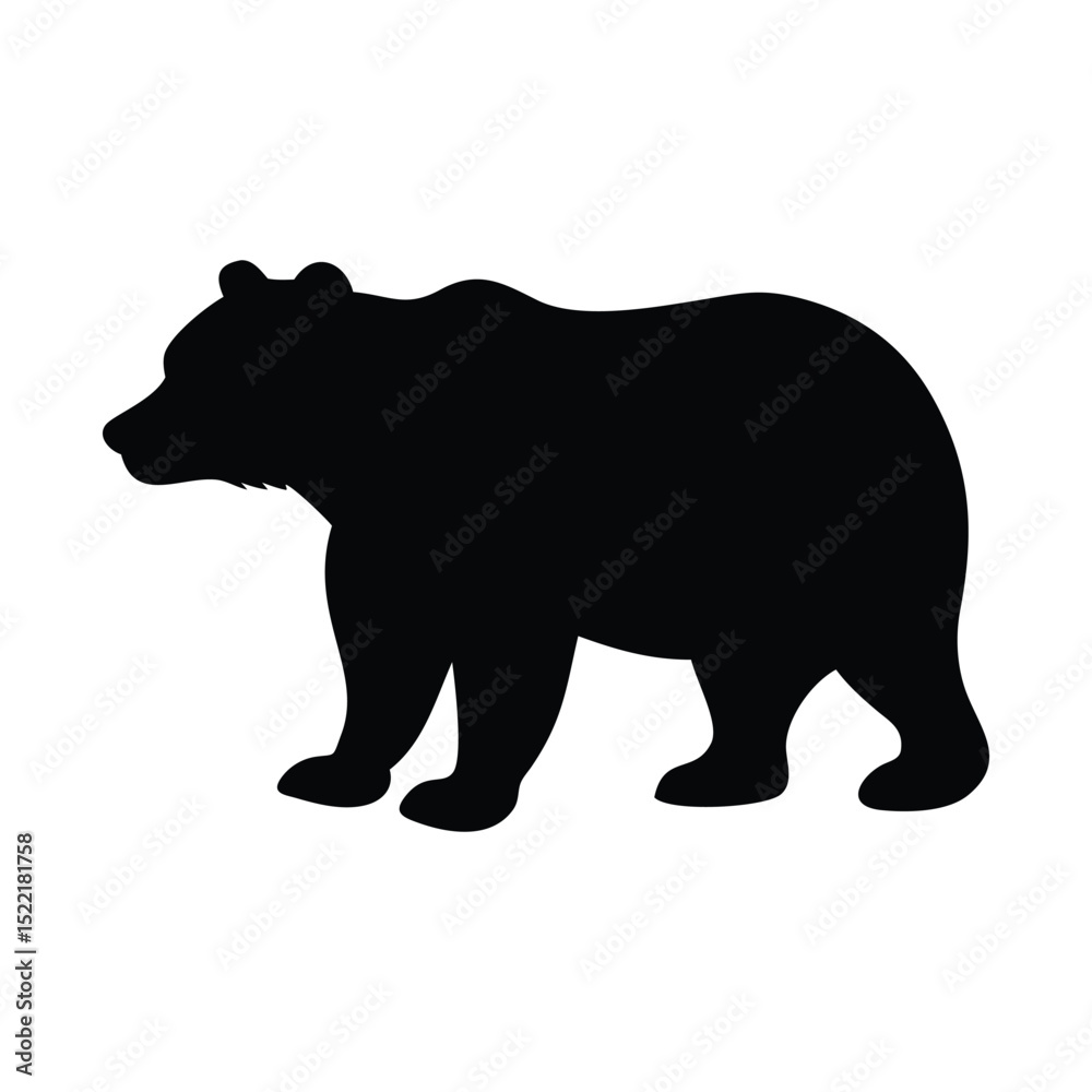 Fototapeta premium Black silhouette of a bear on a white background