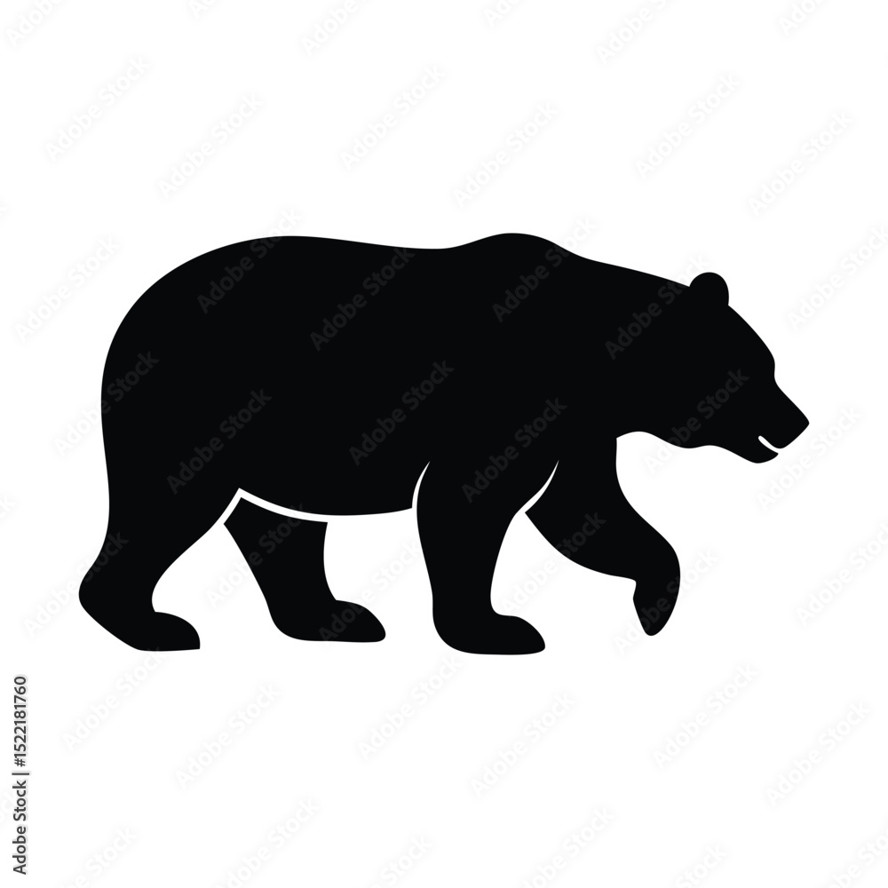 Obraz premium Black silhouette of a bear on a white background