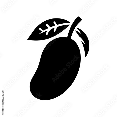 Minimalist Black Silhouette SVG of Mango – Clean and Simple Vector Design