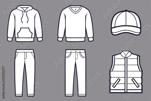 Casual Fashion Silhouette Icon Set – Solid Style Clothing and Wardrobe Symbols for Style Enthusiasts