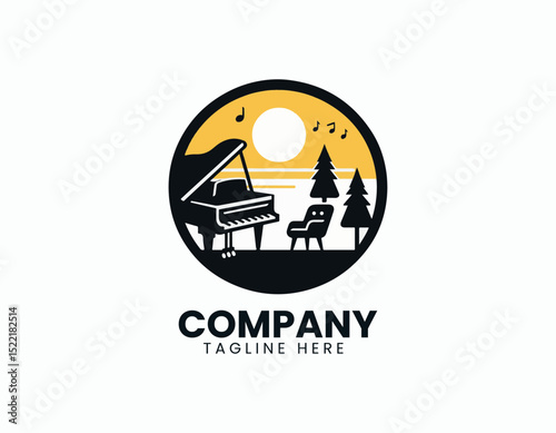 Modern Grand Piano vector Logo design