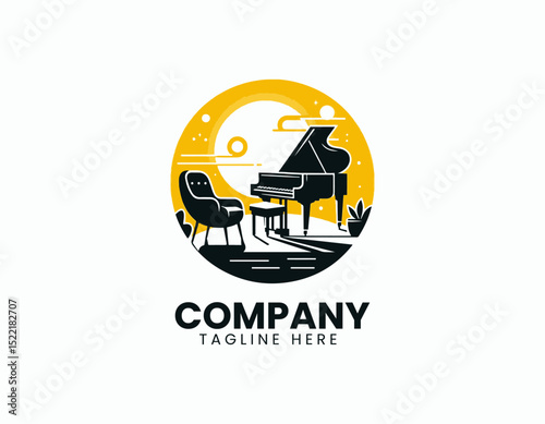 Modern Grand Piano vector Logo design